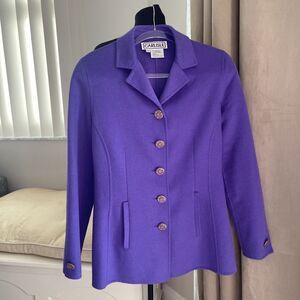 New Carlisle Lavender purple wool angora Coat Enamel Buttons Jacket size 6